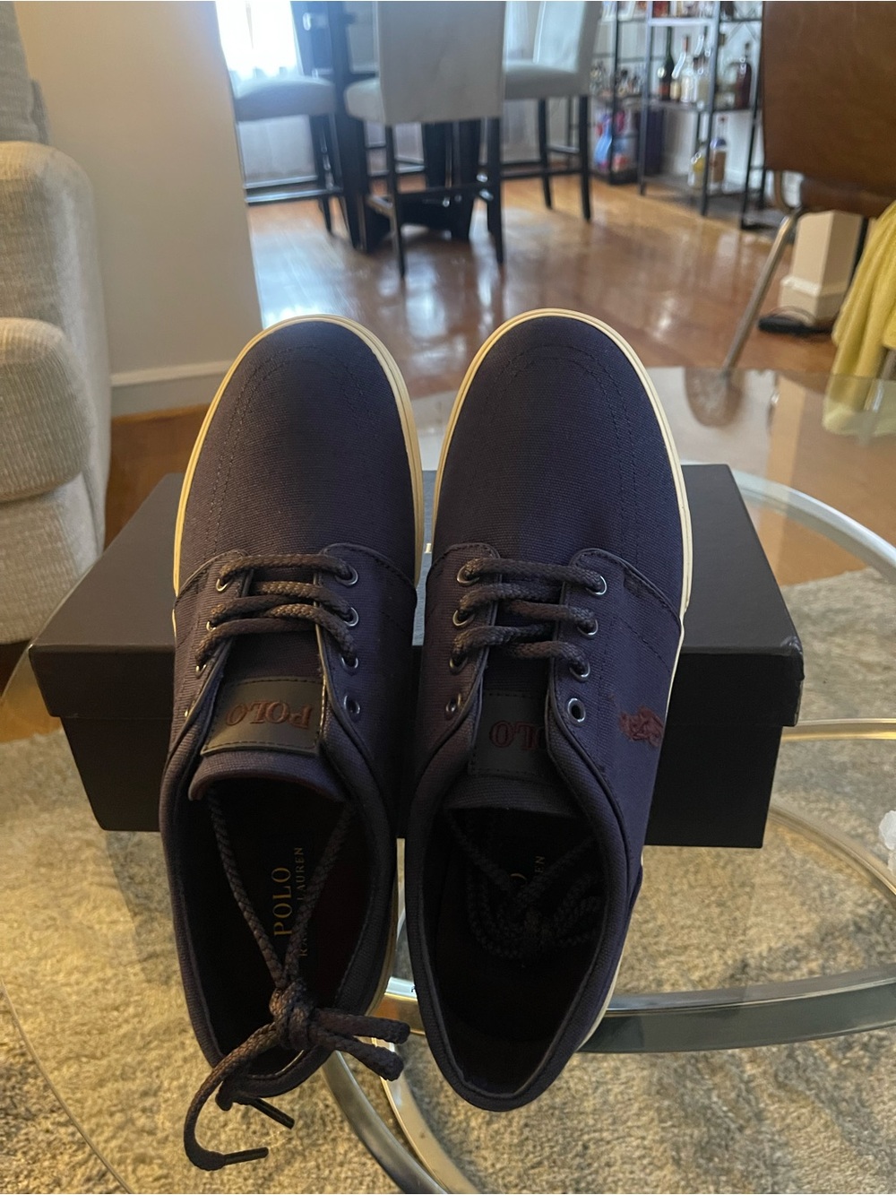 Polo by Ralph Lauren Navy Canvas Low-Top Sneakers with White Trim